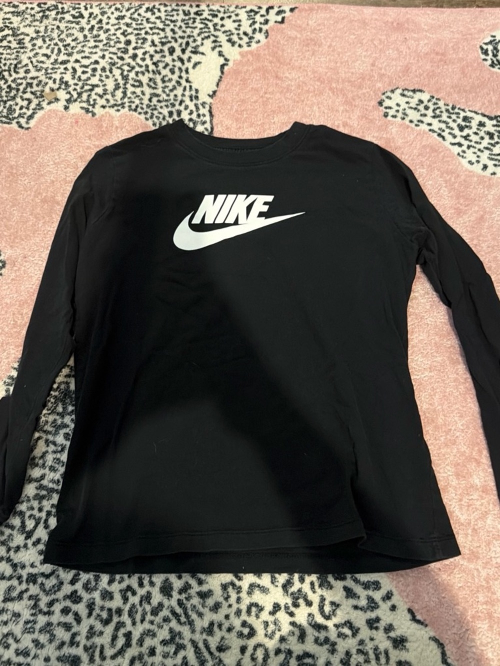 Nike kids Black Long Sleeve Tee with White Logo